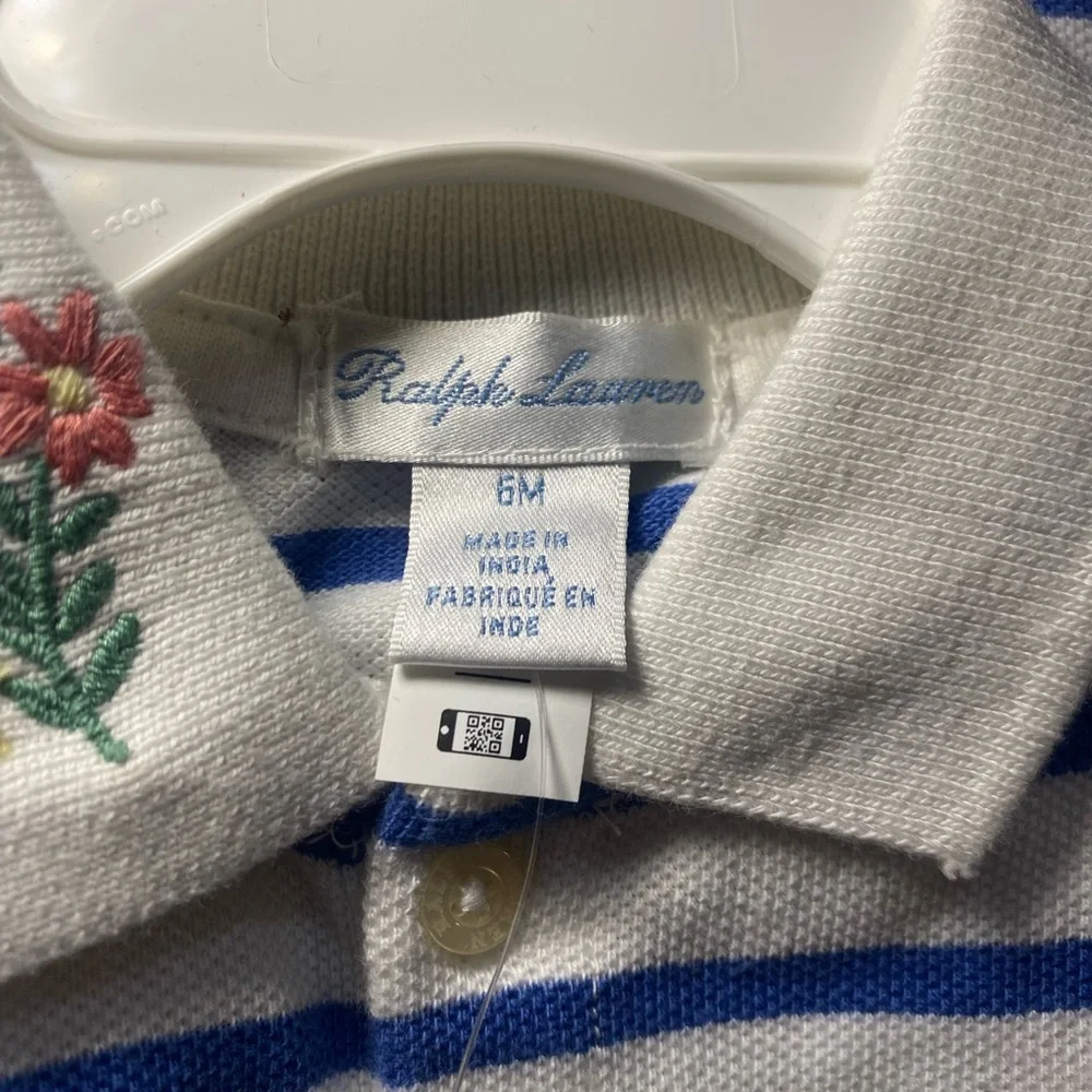 Ralph Lauren Blue and White Striped Romper‎ with Gathered Waist Resort Vacation